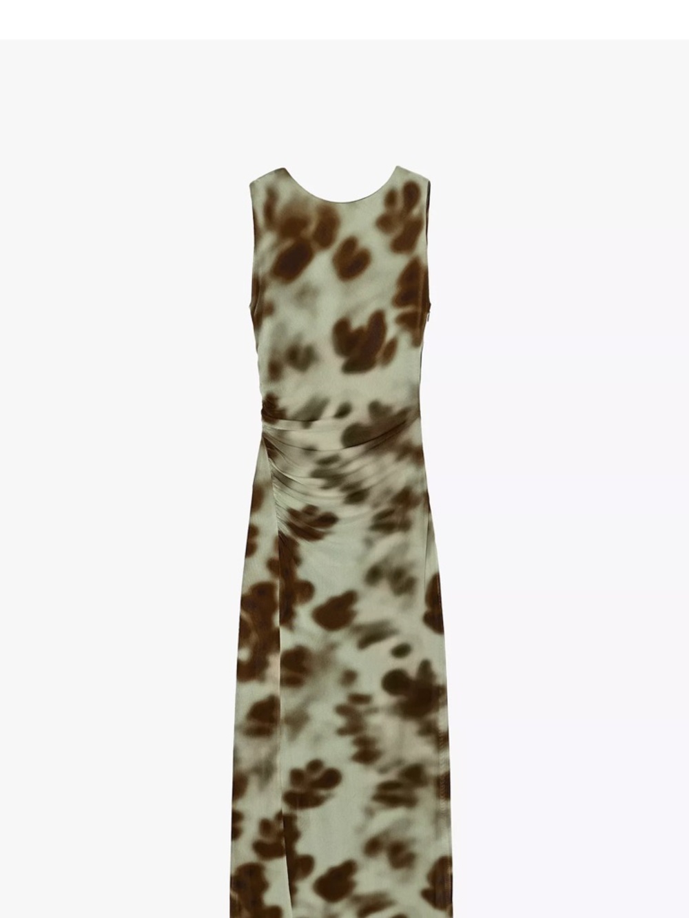 Zara Sleeveless Maxi Dress in Cream and Brown Spot Print